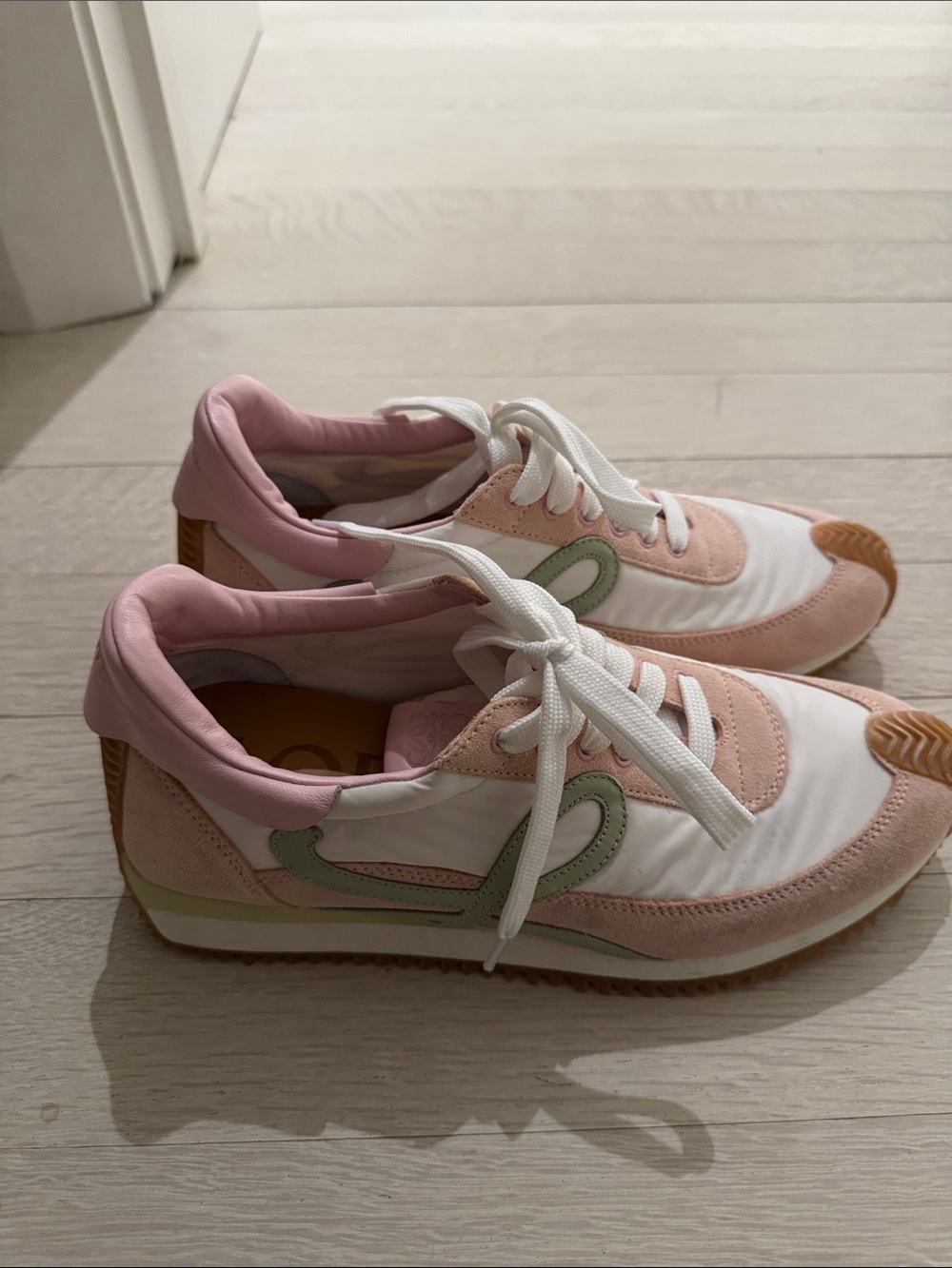 Loewe Pink, White & Sage Lace-Up Women's Sneakers - Picture 3 of 7